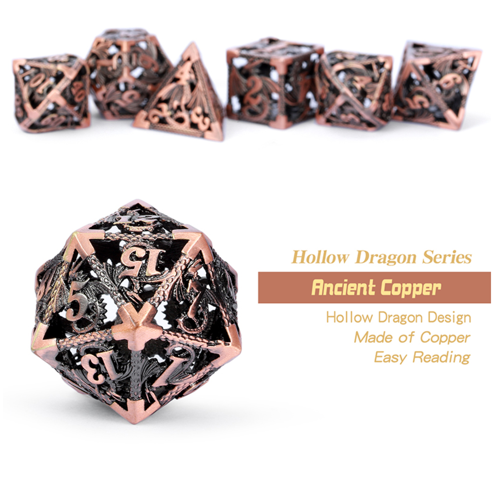 Dice Habit Dice: 7pc Hollow Dragon Copper