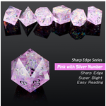 Dice Habit Dice: 7pc Sharp Edge Roses - Light Pink & Silver