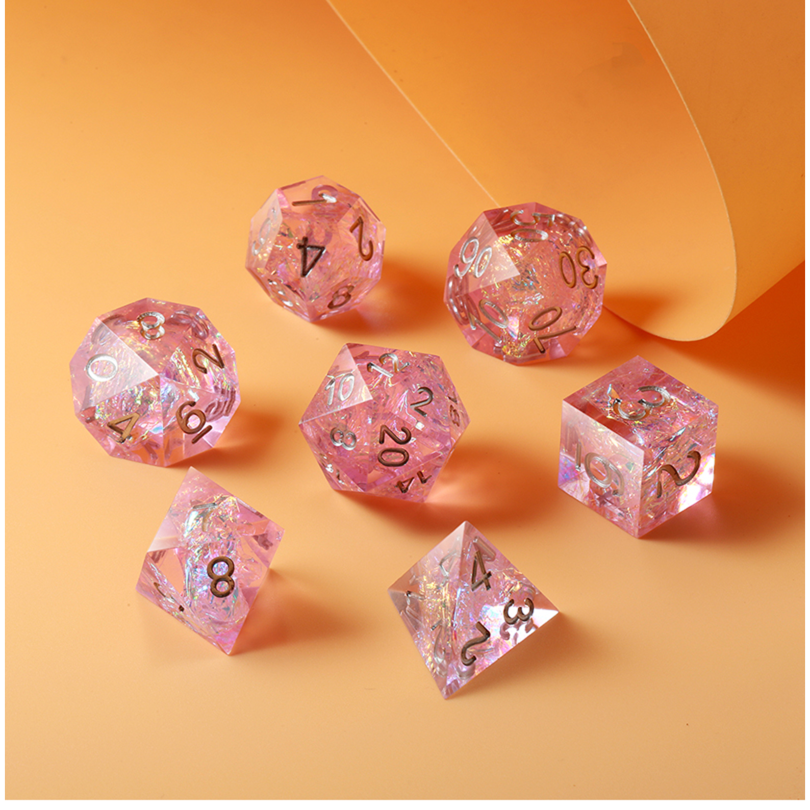 Dice Habit Dice: 7pc Sharp Edge Roses - Light Pink & Silver