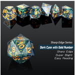 Dice Habit Dice: 7pc Sharp Edge Peacock - Dark Cyan & Gold
