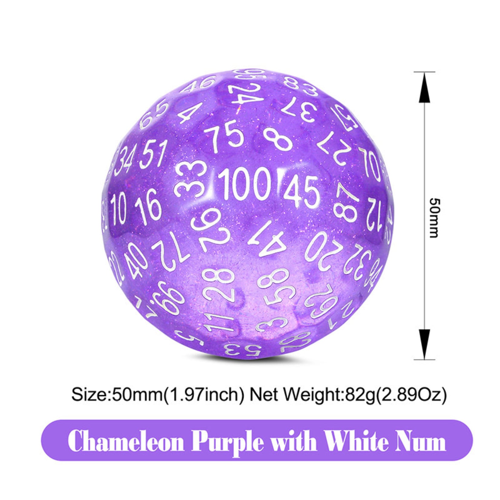 Dice Habit Dice: D100 Resin Purple Glitter