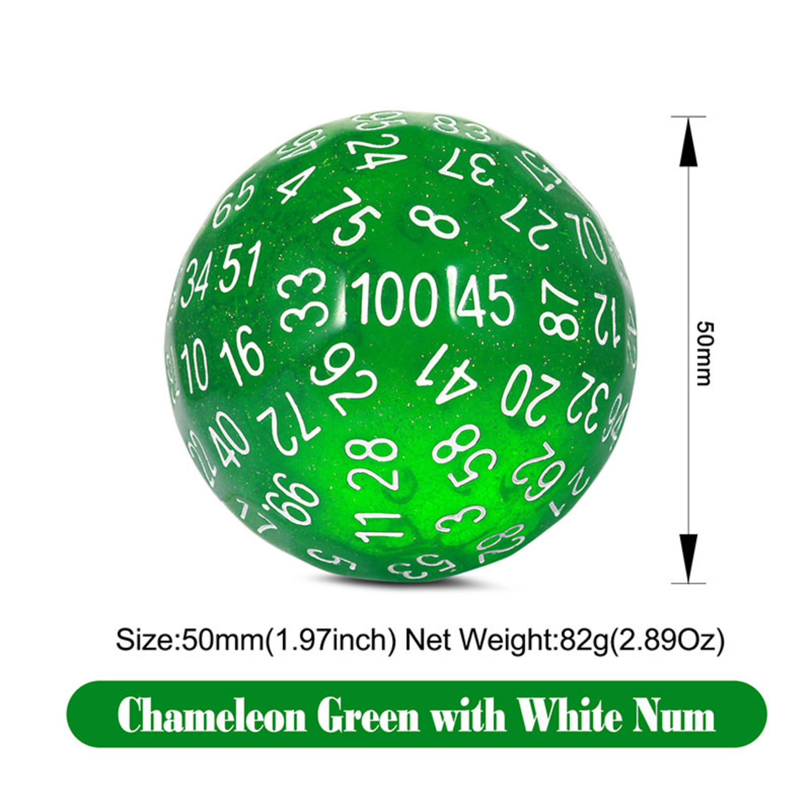 Dice Habit Dice: D100 Resin Green Glitter