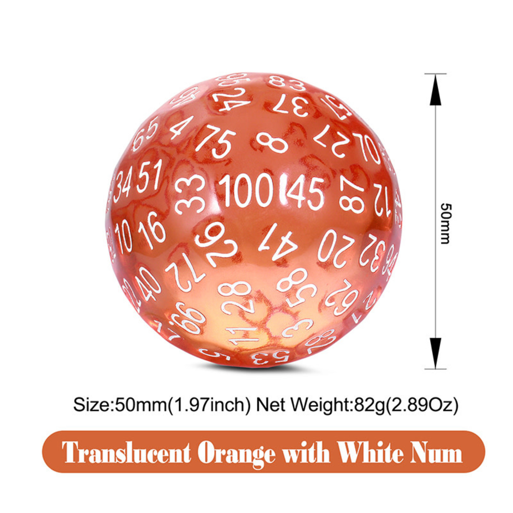 Dice Habit Dice: D100 Resin Translucent Orange
