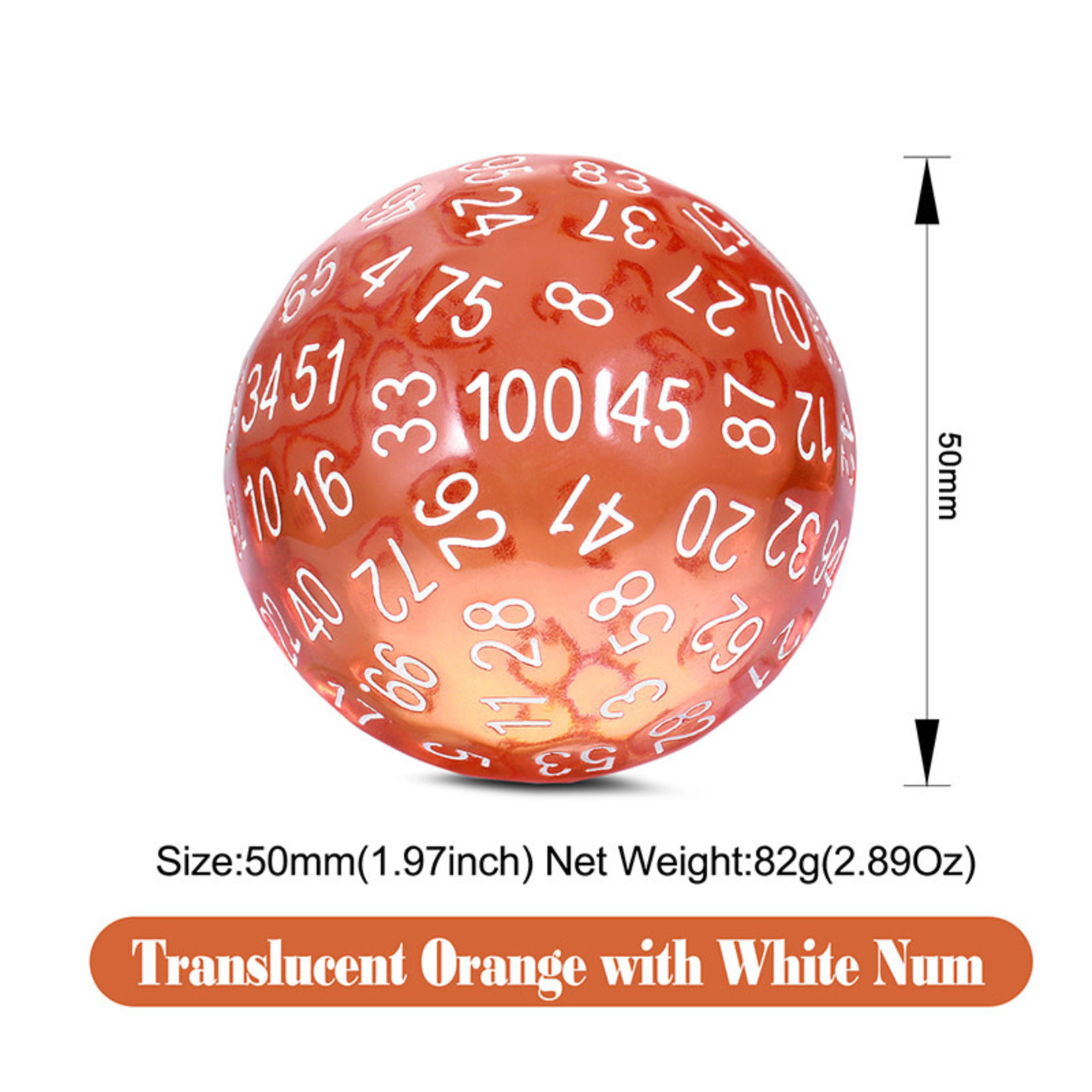 Dice Habit Dice: D100 Translucent Orange