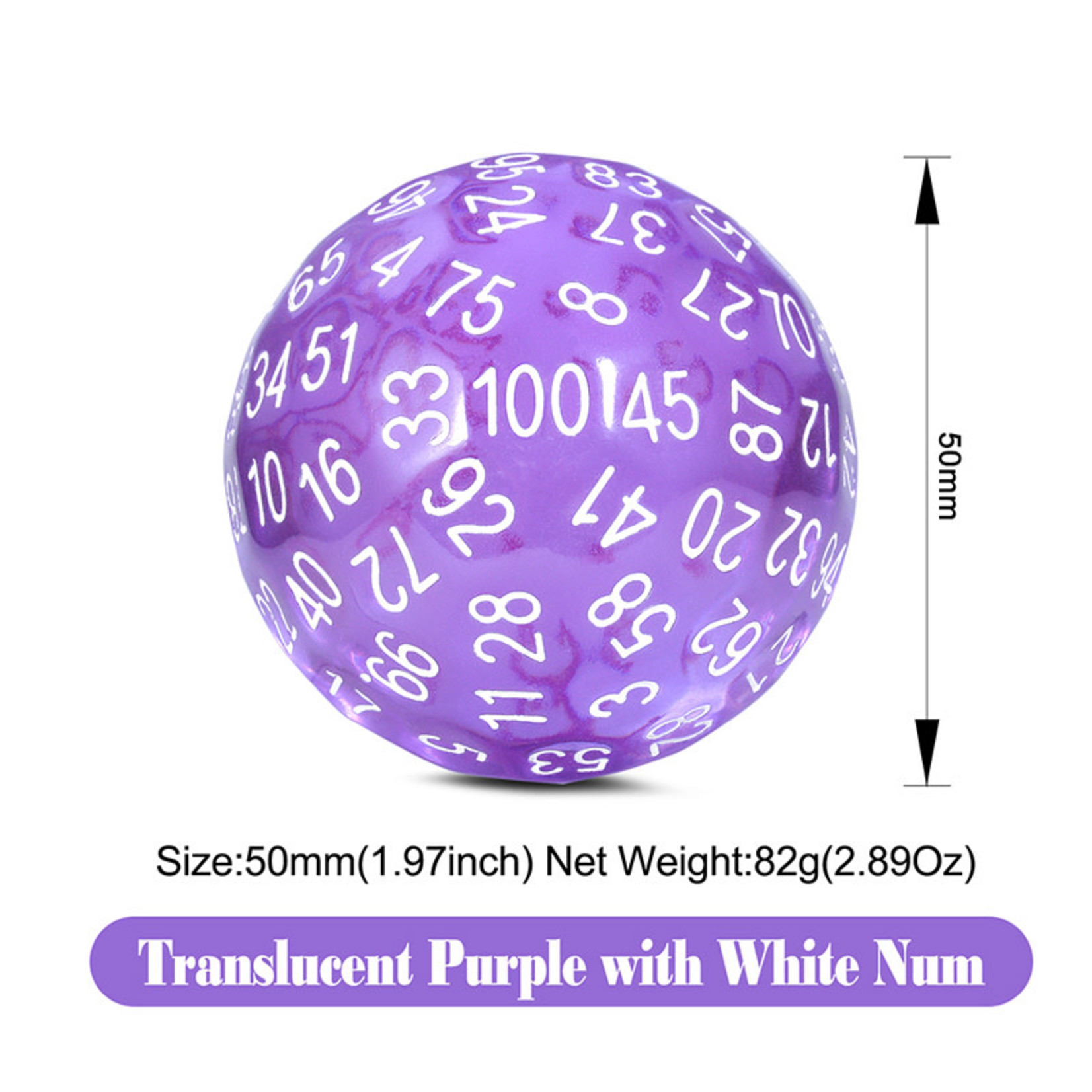 Dice Habit Dice: D100 Translucent Purple