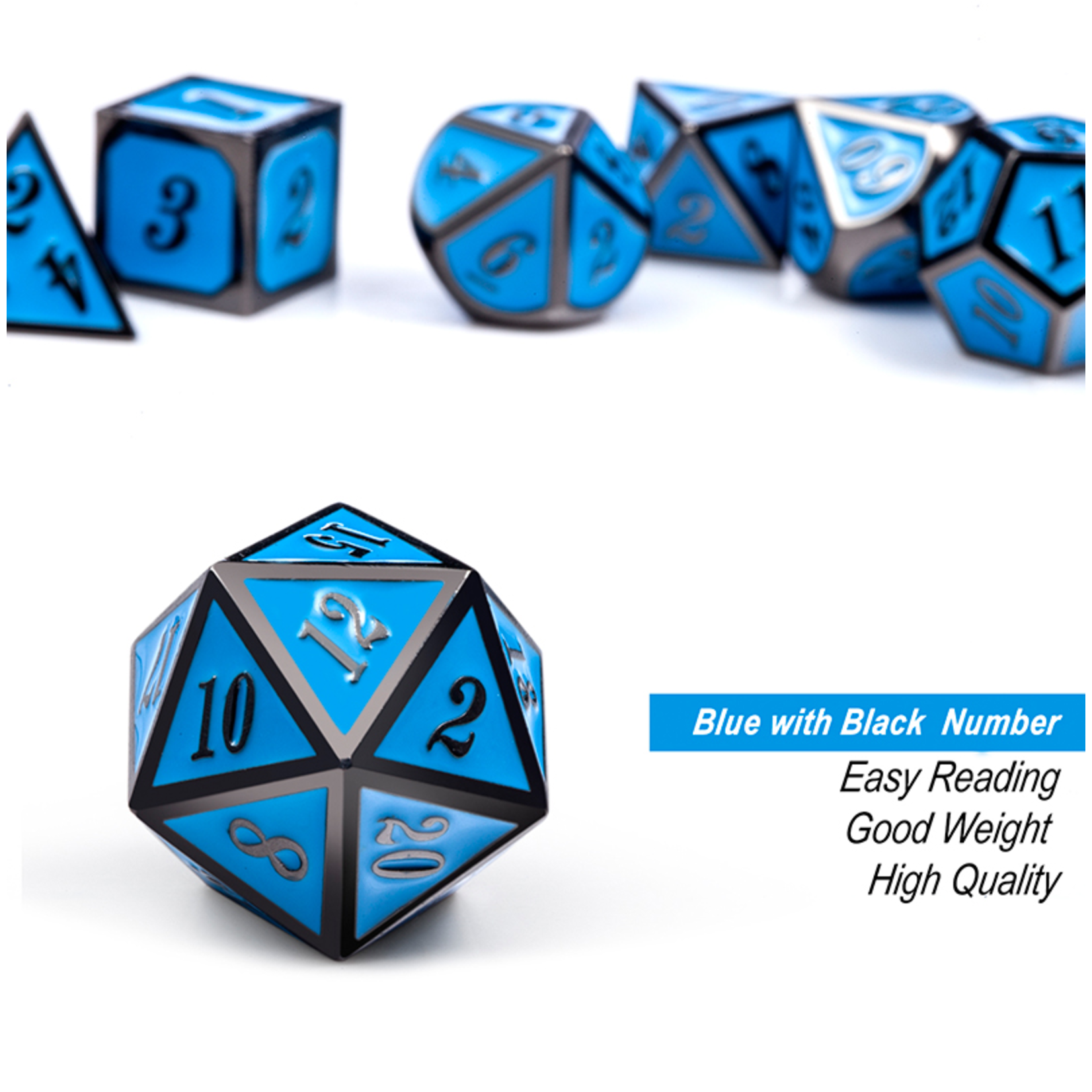 Dice Habit Dice: 7pc Metal & Enamel Sky & Gunmetal