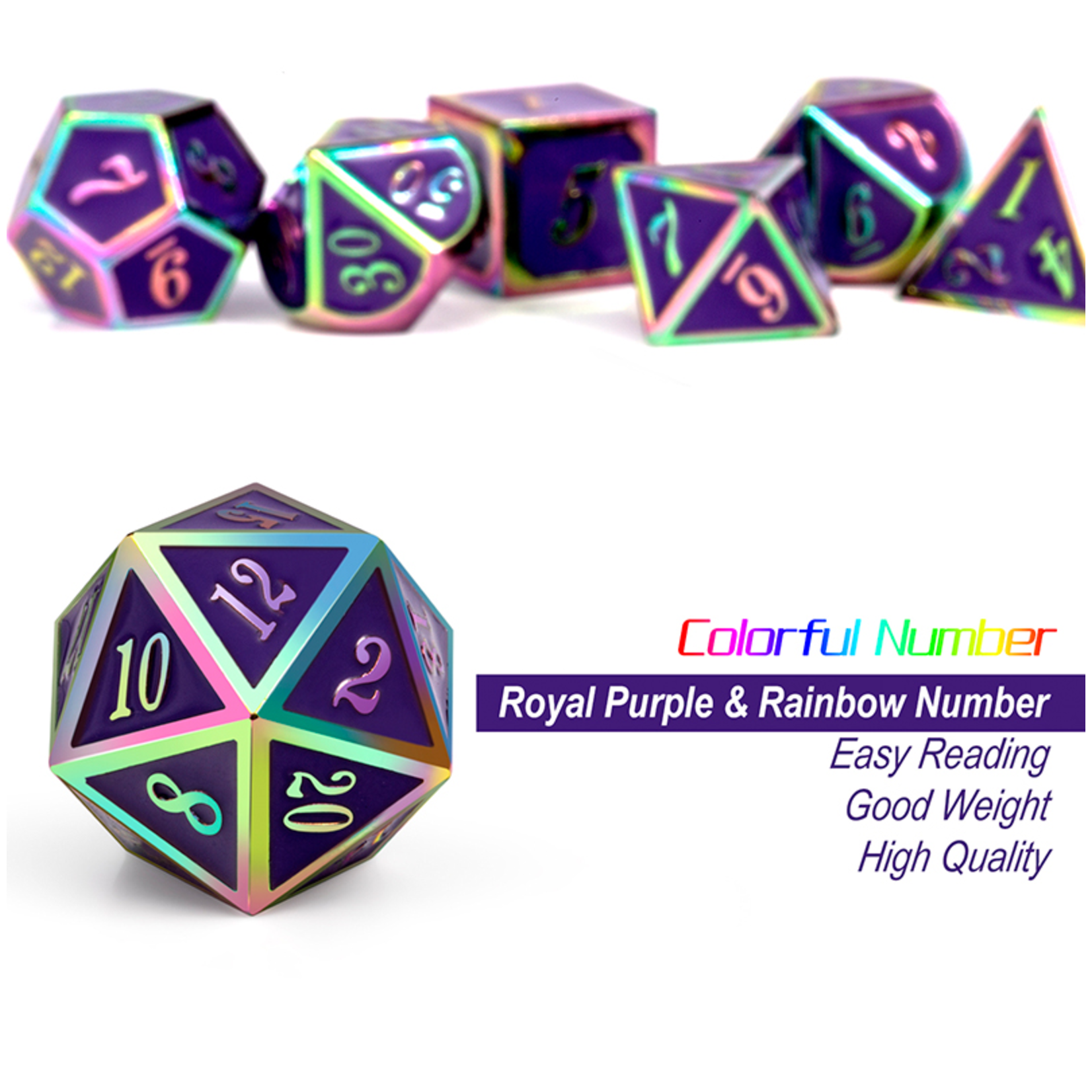 Dice Habit Dice: 7pc Metal & Enamel Royal Purple