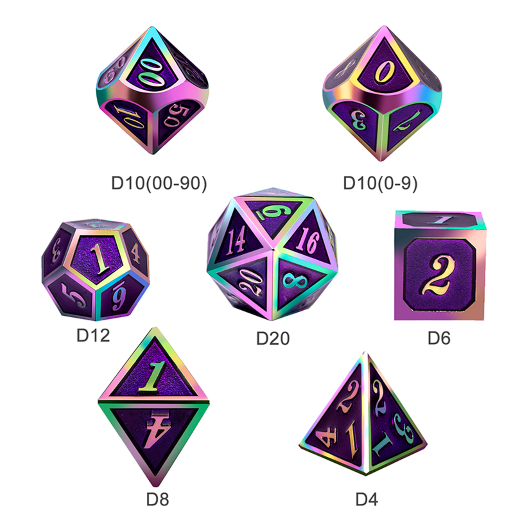 Dice Habit Dice: 7pc Metal & Enamel Purple Iridescence