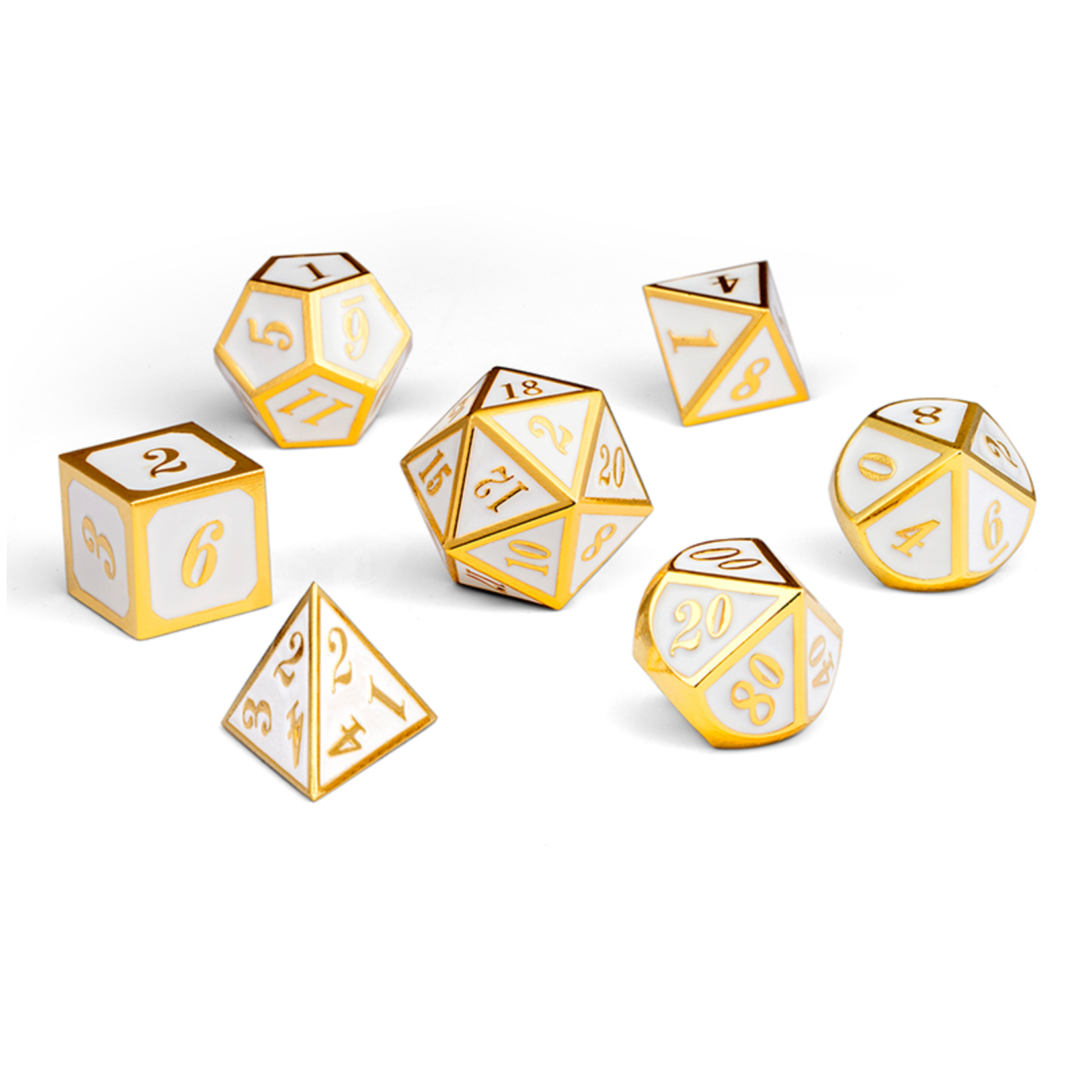 Dice Habit Dice: 7pc Metal & Enamel White & Gold