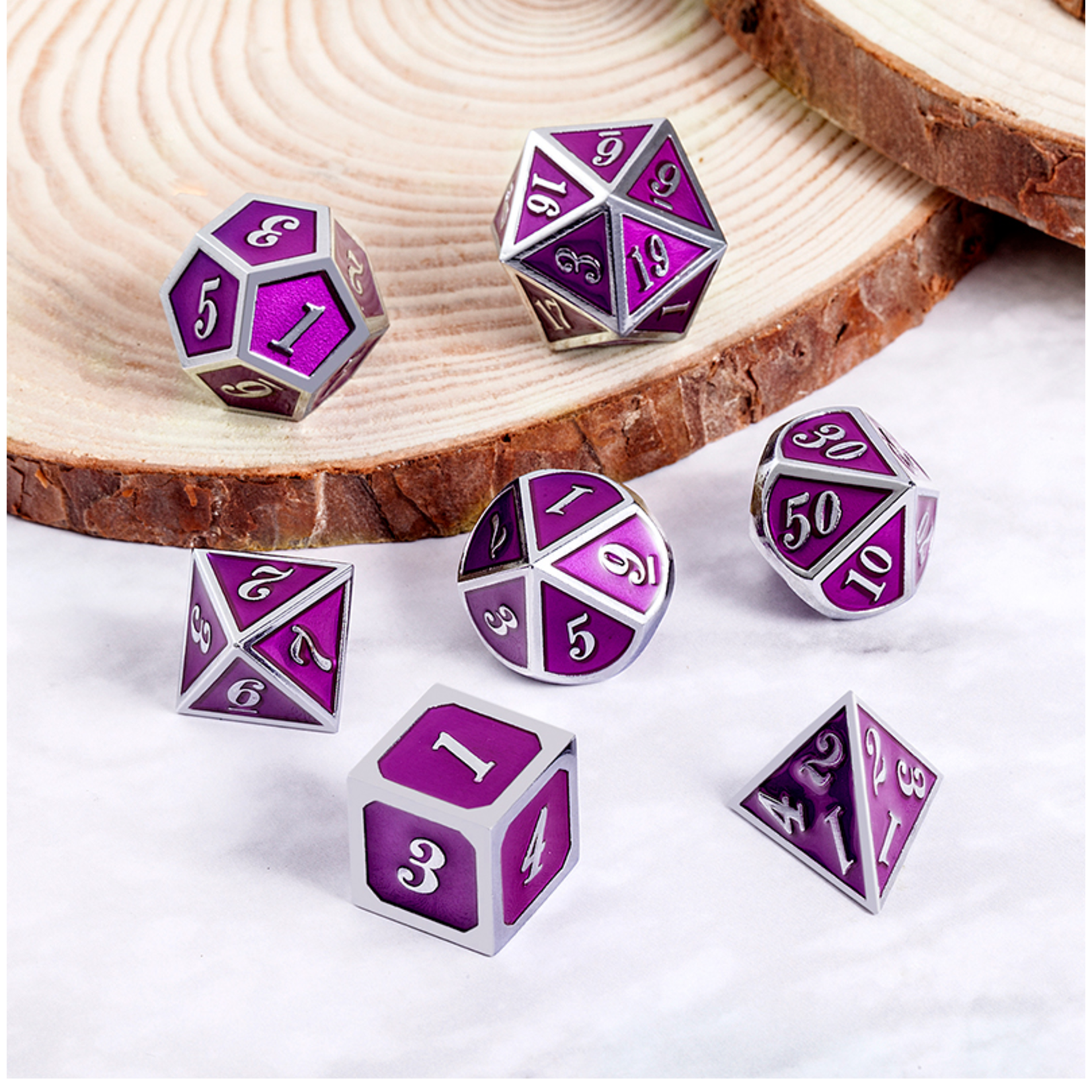 Dice Habit Dice: 7pc Metal & Enamel Ultraviolet & Silver