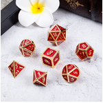 Dice Habit Dice: 7pc Metal & Enamel Red & Gold