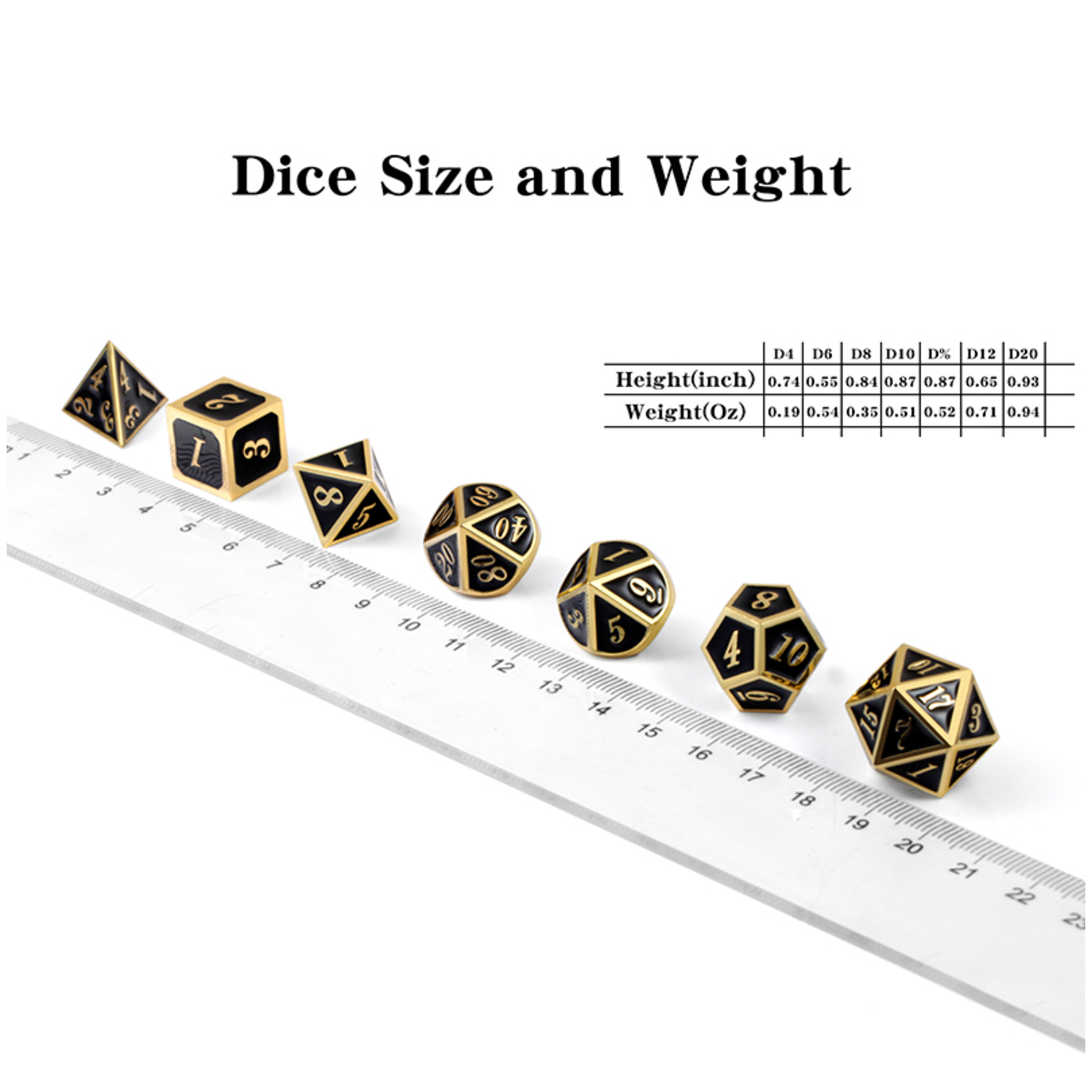 Dice Habit Dice: 7pc Metal & Enamel Black & Gold