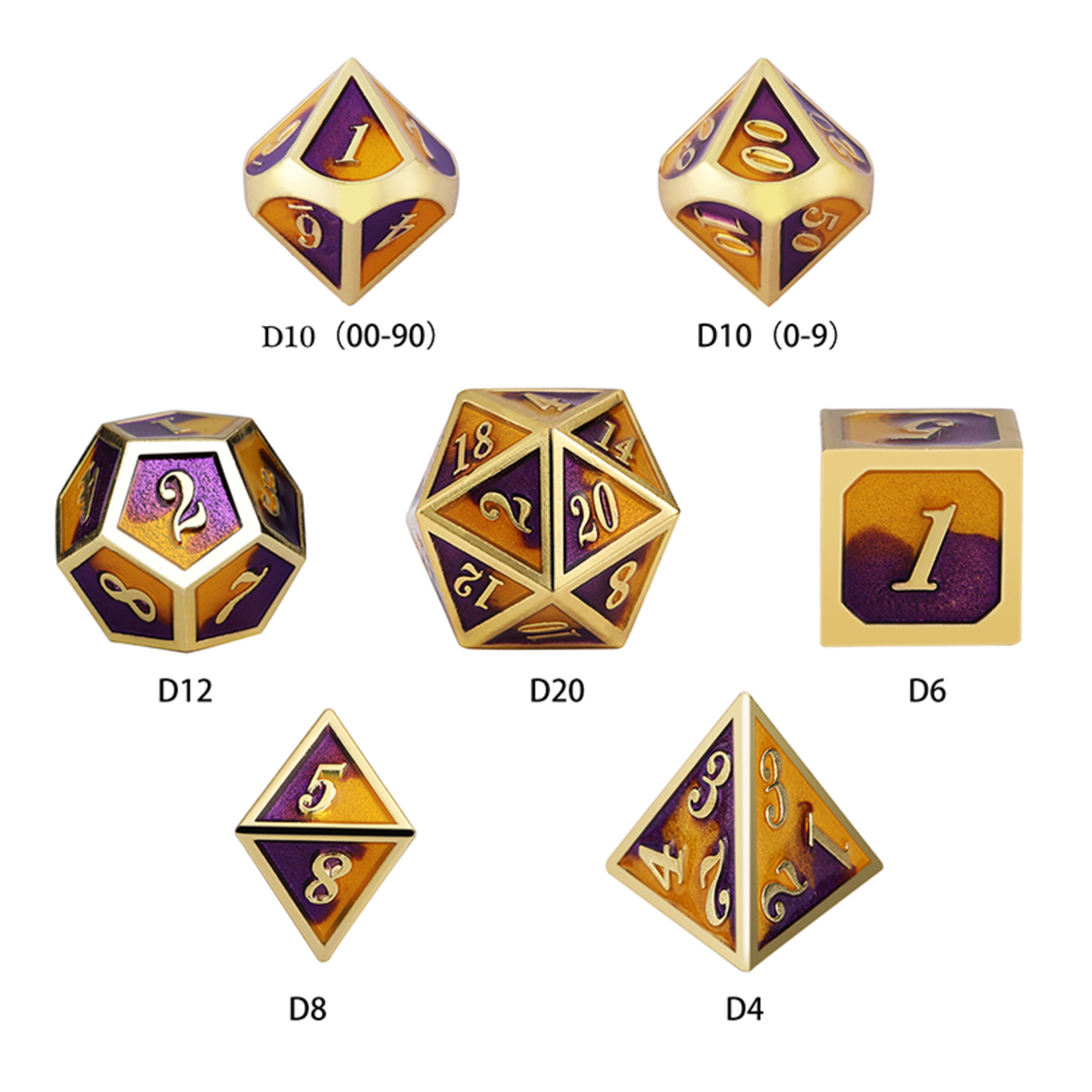 Dice Habit Dice: 7pc Metal & Enamel Violas