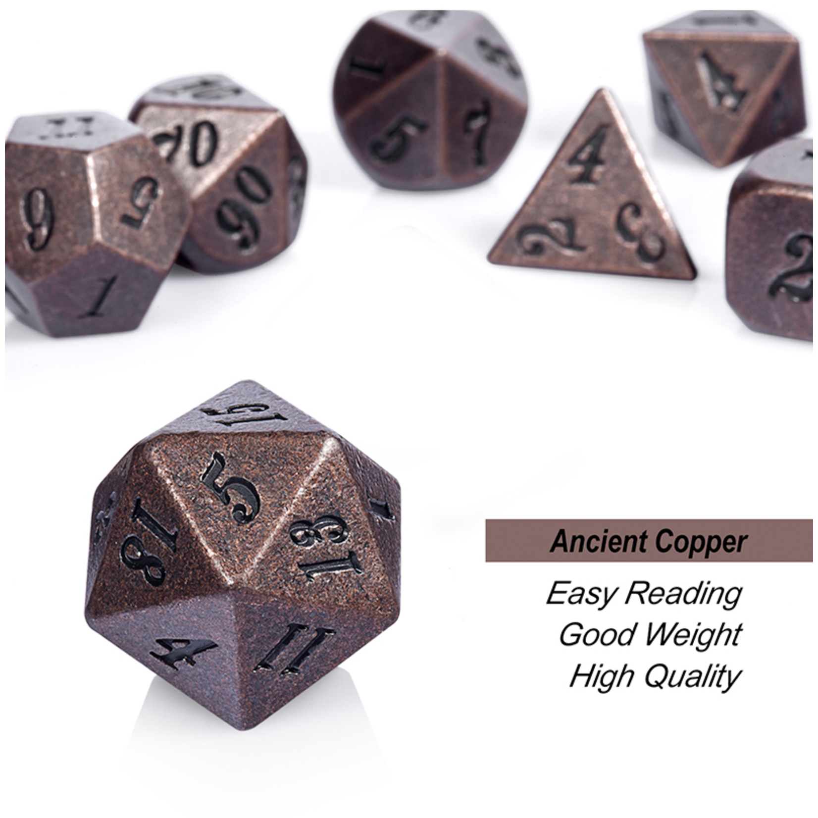 Dice Habit Dice: 7pc Metal & Enamel Crude Copper