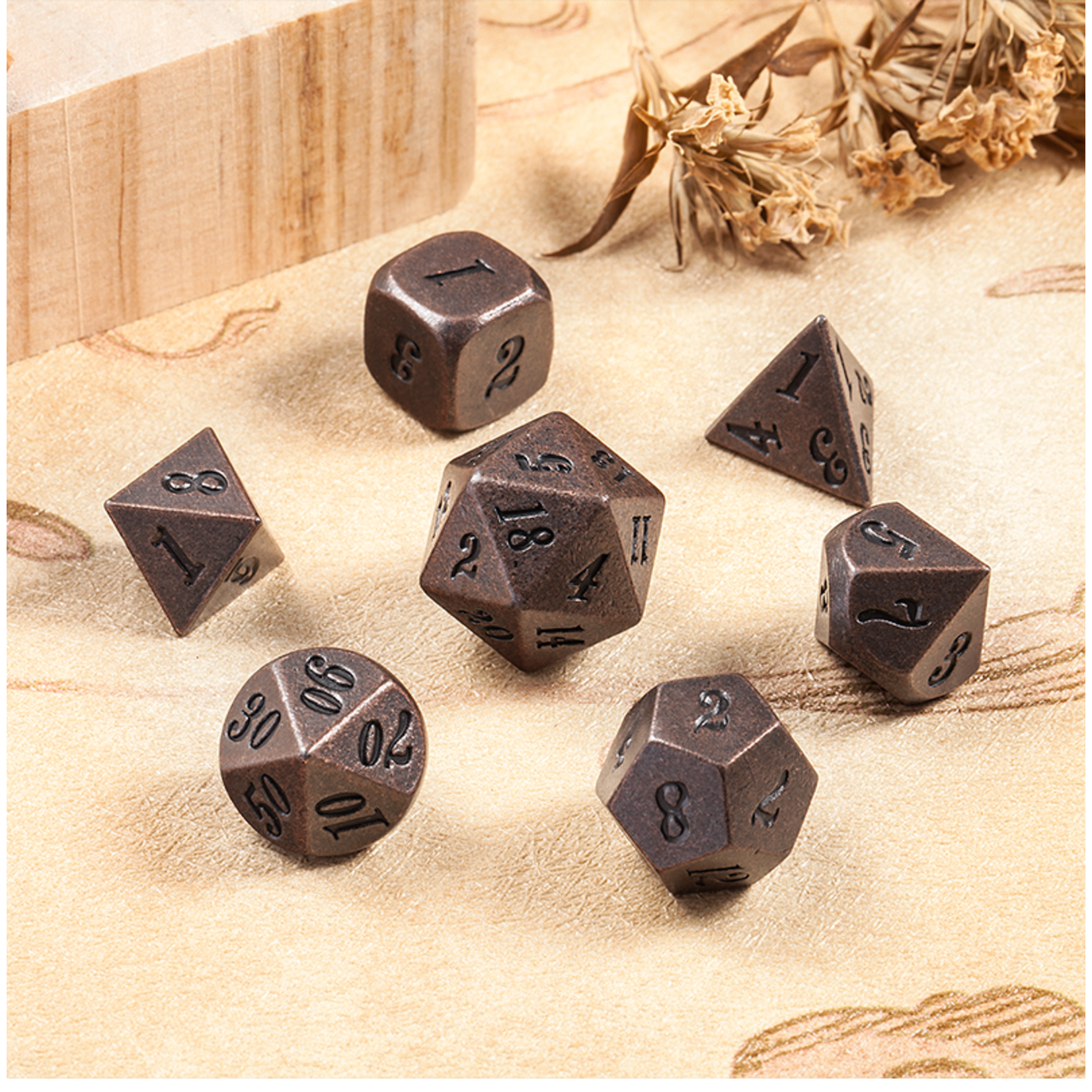 Dice Habit Dice: 7pc Metal & Enamel Crude Copper