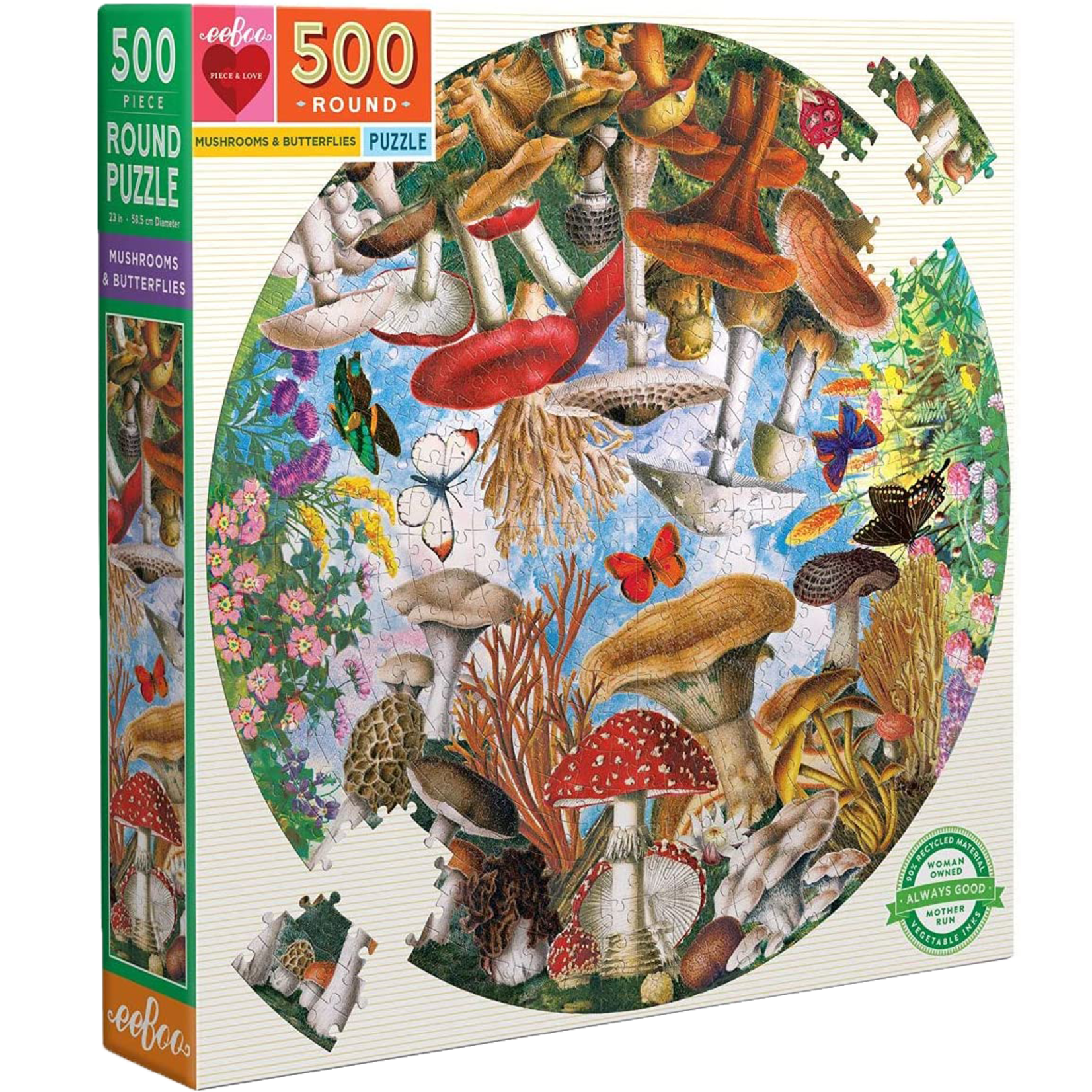 eeBoo Mushrooms and Butterflies Round 500pc