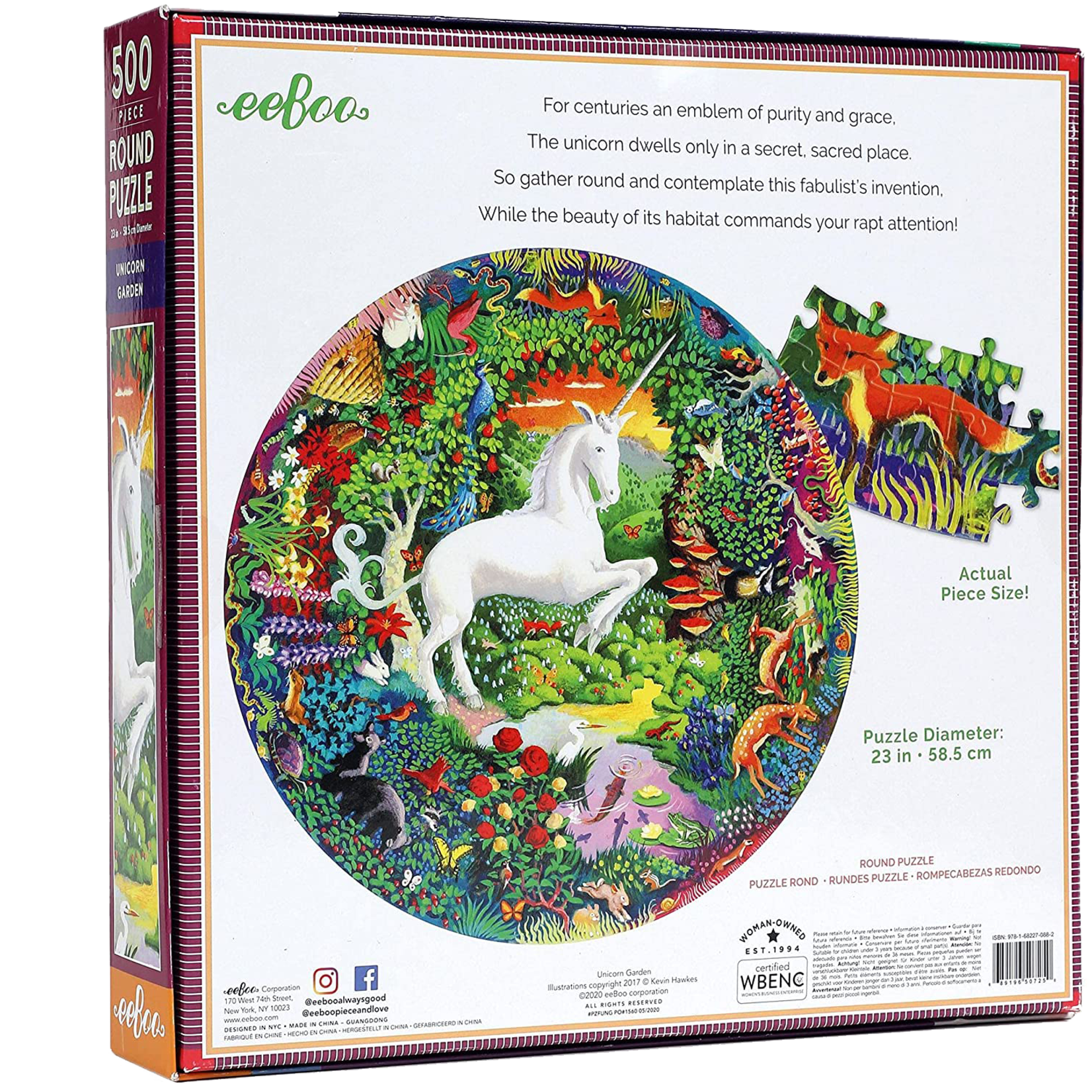 eeBoo Unicorn Garden Round 500pc