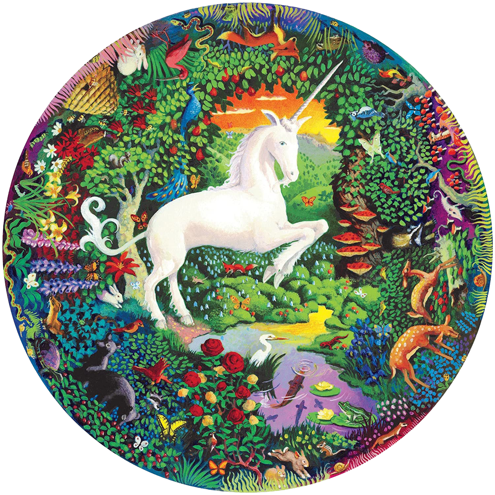 eeBoo Unicorn Garden Round 500pc