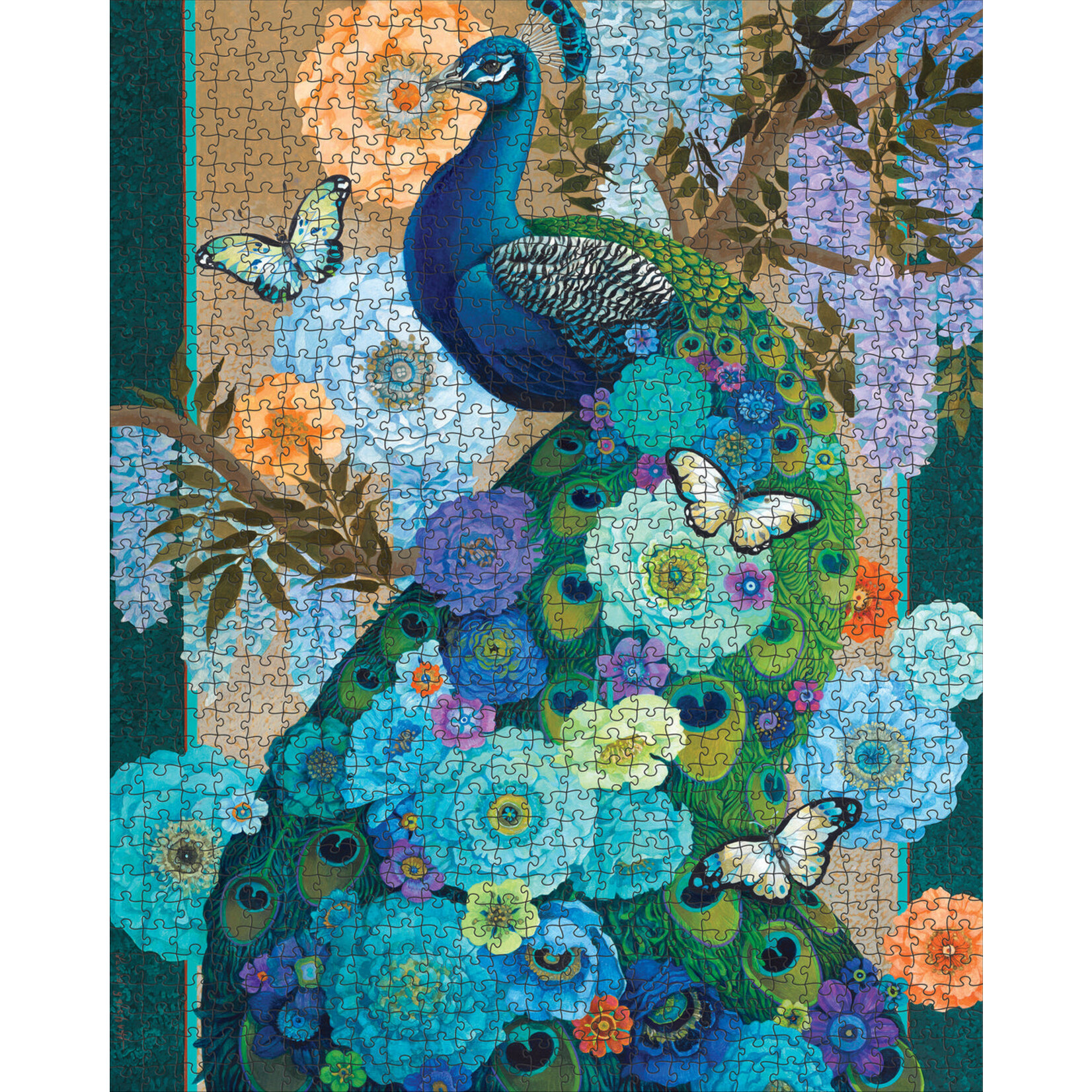 Pomegranate Puzzles Floral Peacock, D. Galchutt 1000pc