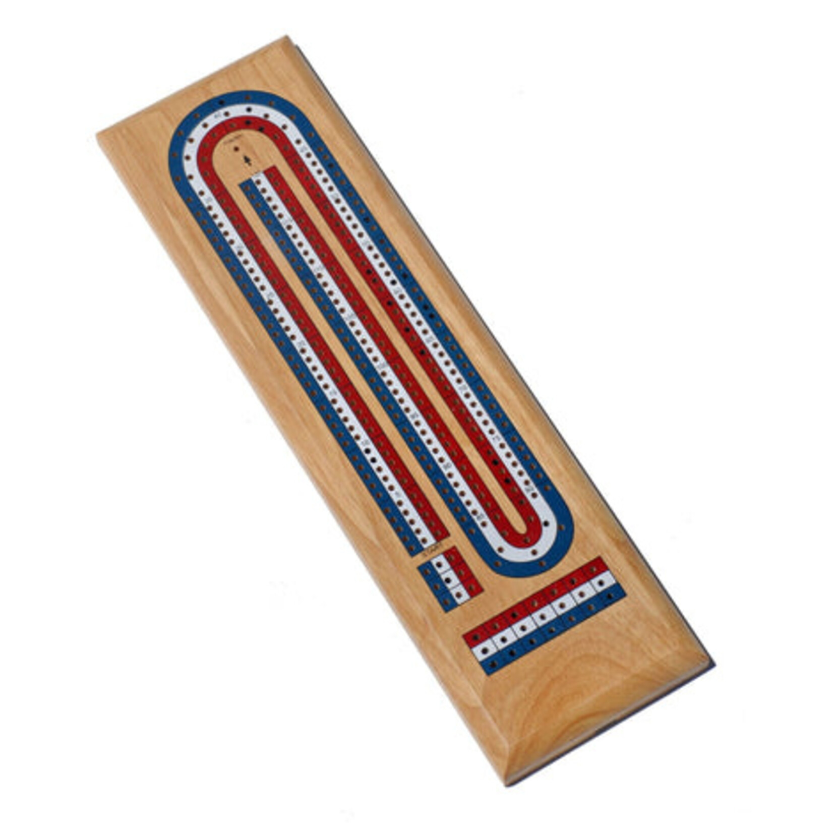 Wood Expressions CRIBBAGE: Flat 3-Track Red/White/Blue (16")