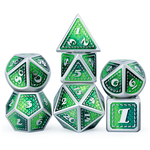 Dice Habit Dice: 7pc Metal & Enamel Dragon Scale - Dragon Green