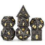 Dice Habit Dice: 7pc Metal & Enamel Reaper - Black & Gold
