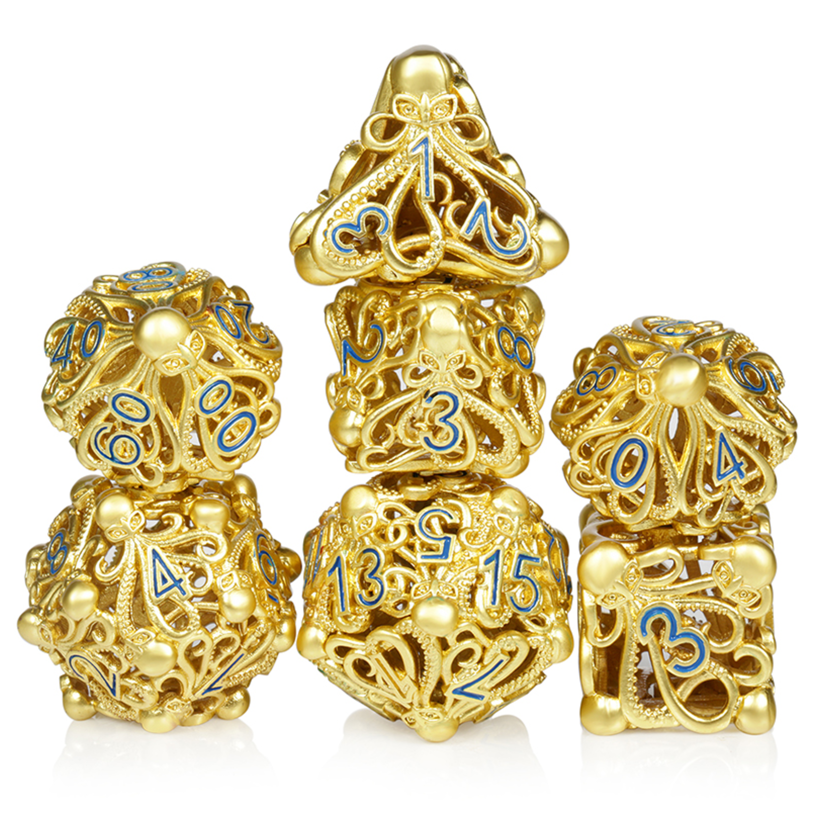Dice Habit Dice: 7pc Hollow Kraken - Gold & Blue