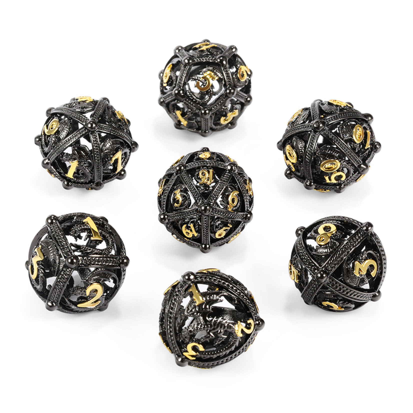 Dice Habit Dice: 7pc Hollow Orb Dragon - Black & Gold