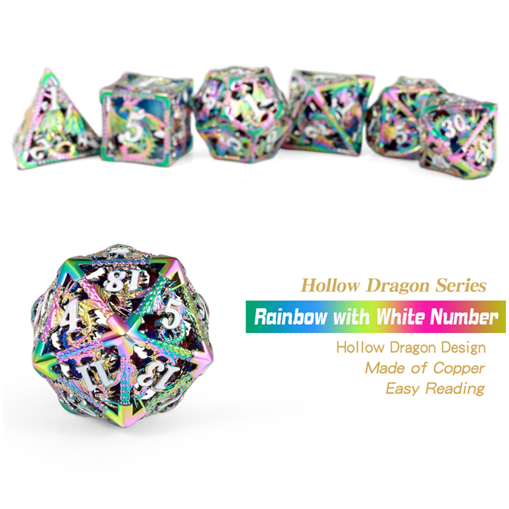 Dice Habit Dice: 7pc Hollow Dragon - Iridescence Rainbow