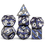 Dice Habit Dice: 7pc Metal Stripe Stargate - Nickel & Blue