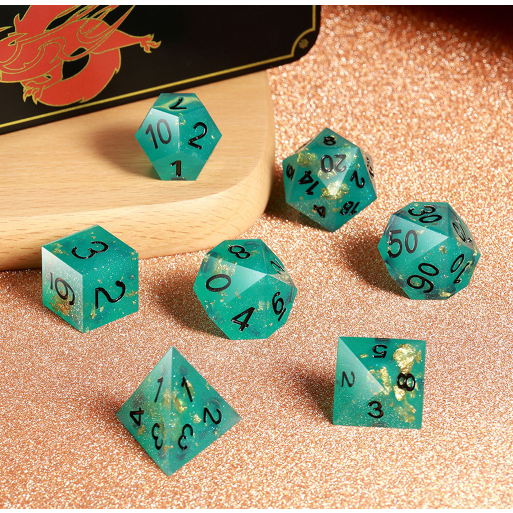 Dice Habit Dice: 7pc Sharp Edge Lagoon - Blue & Black