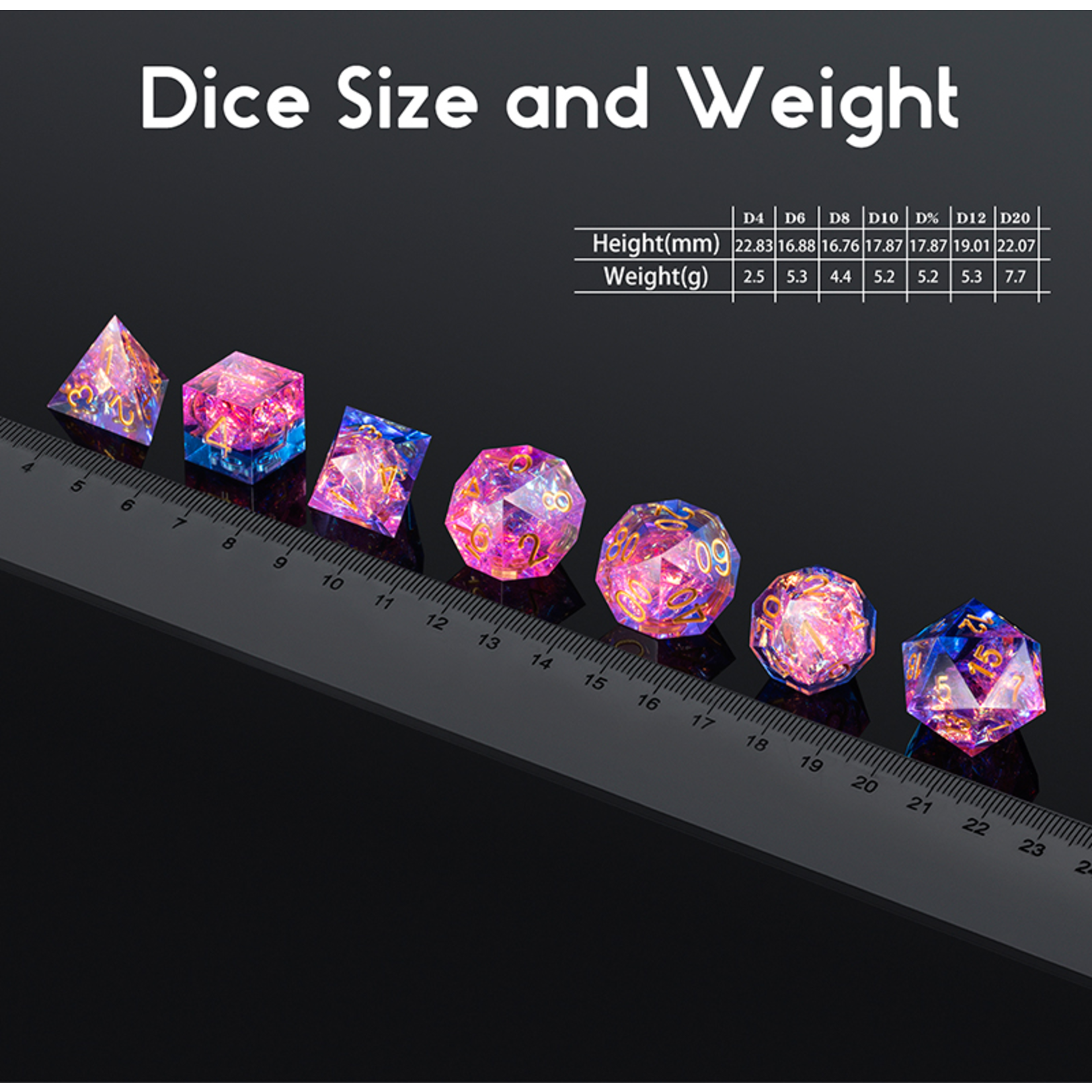 Dice Habit Dice: 7pc Sharp Edge Orion - Translucent Purple & Blue
