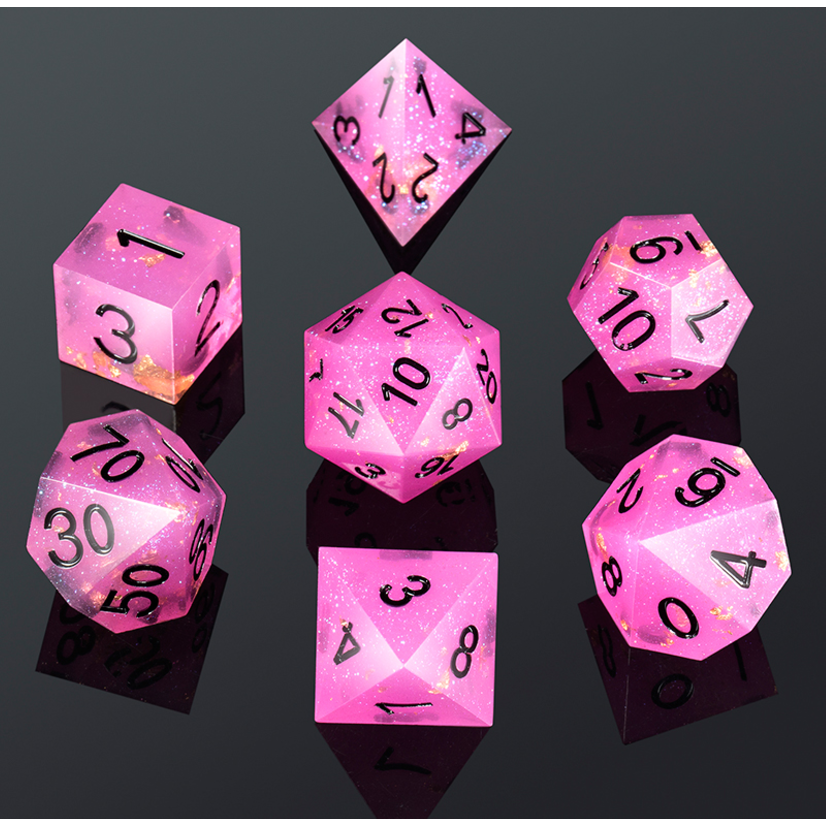 Dice Habit Dice: 7pc Sharp Edge Cosmopolitan - Galaxy Pink