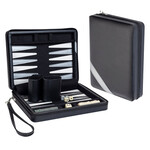 Wood Expressions BACKGAMMON: Magnetic - Black / Gray Zip Case (9")