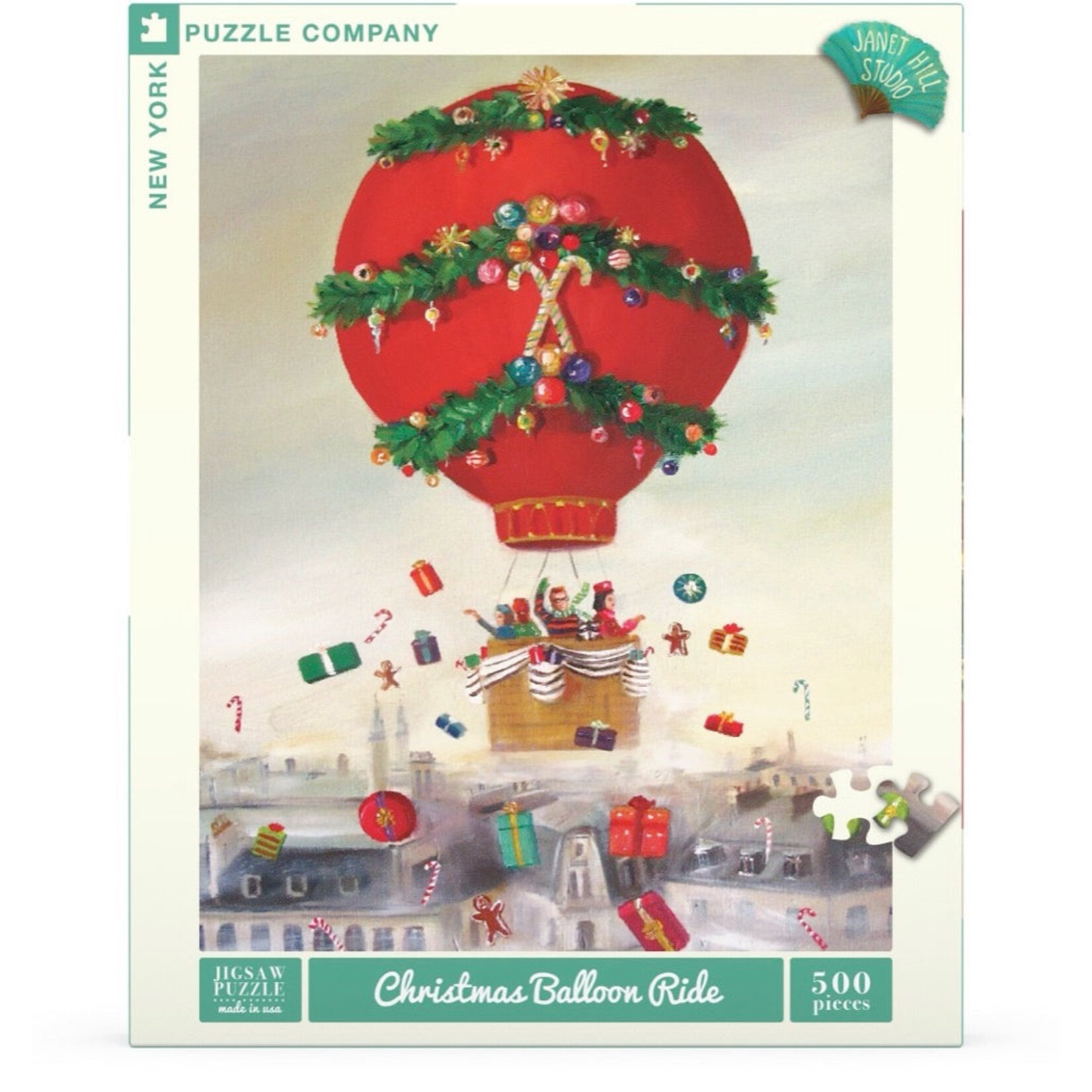 New York Puzzle Co Janet Hill: Christmas Balloon Ride 500pc