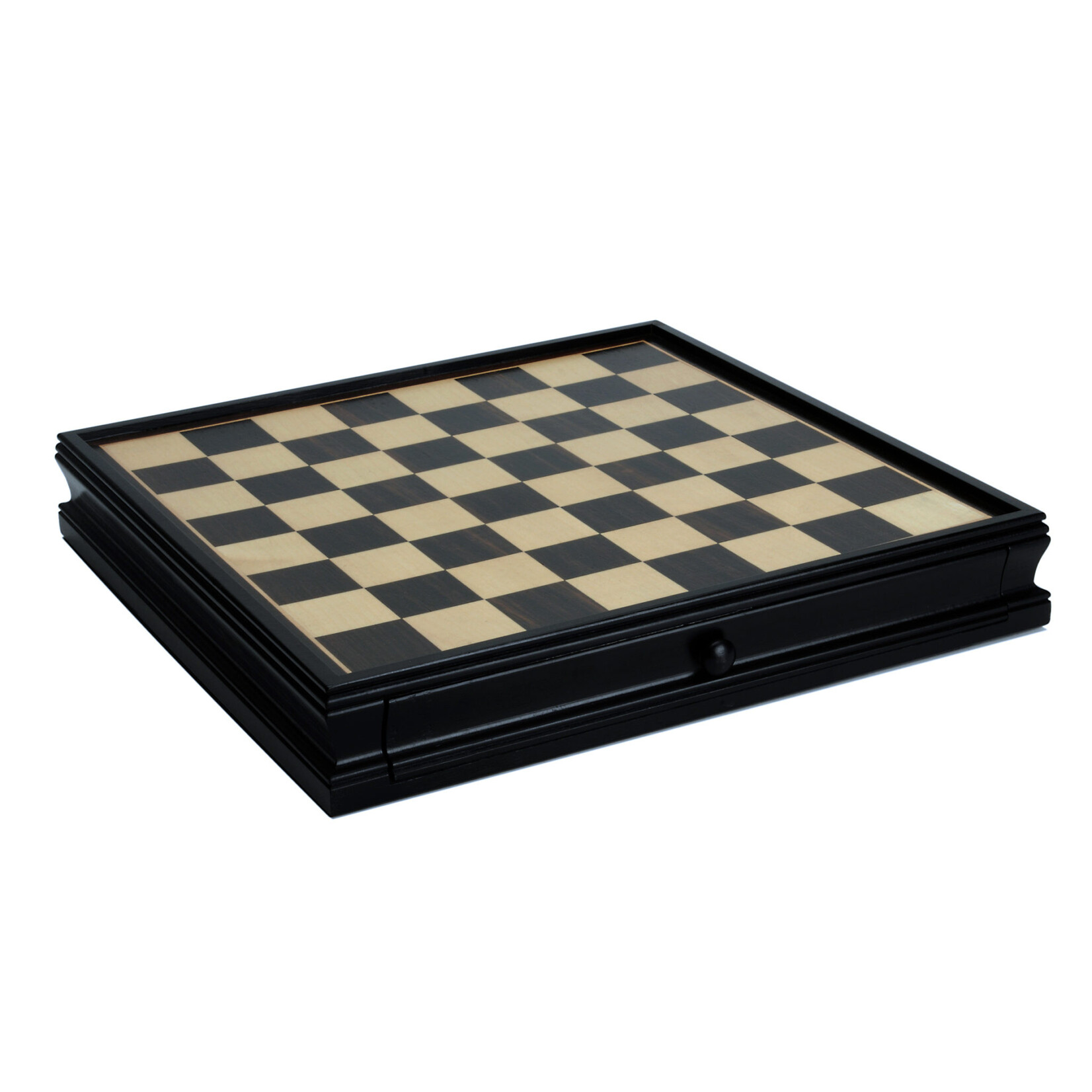 Wood Expressions CHESS BOARD: Black/Natural Wood Drawer (15")