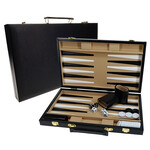 Wood Expressions BACKGAMMON: Black Case / Tan Interior (15")