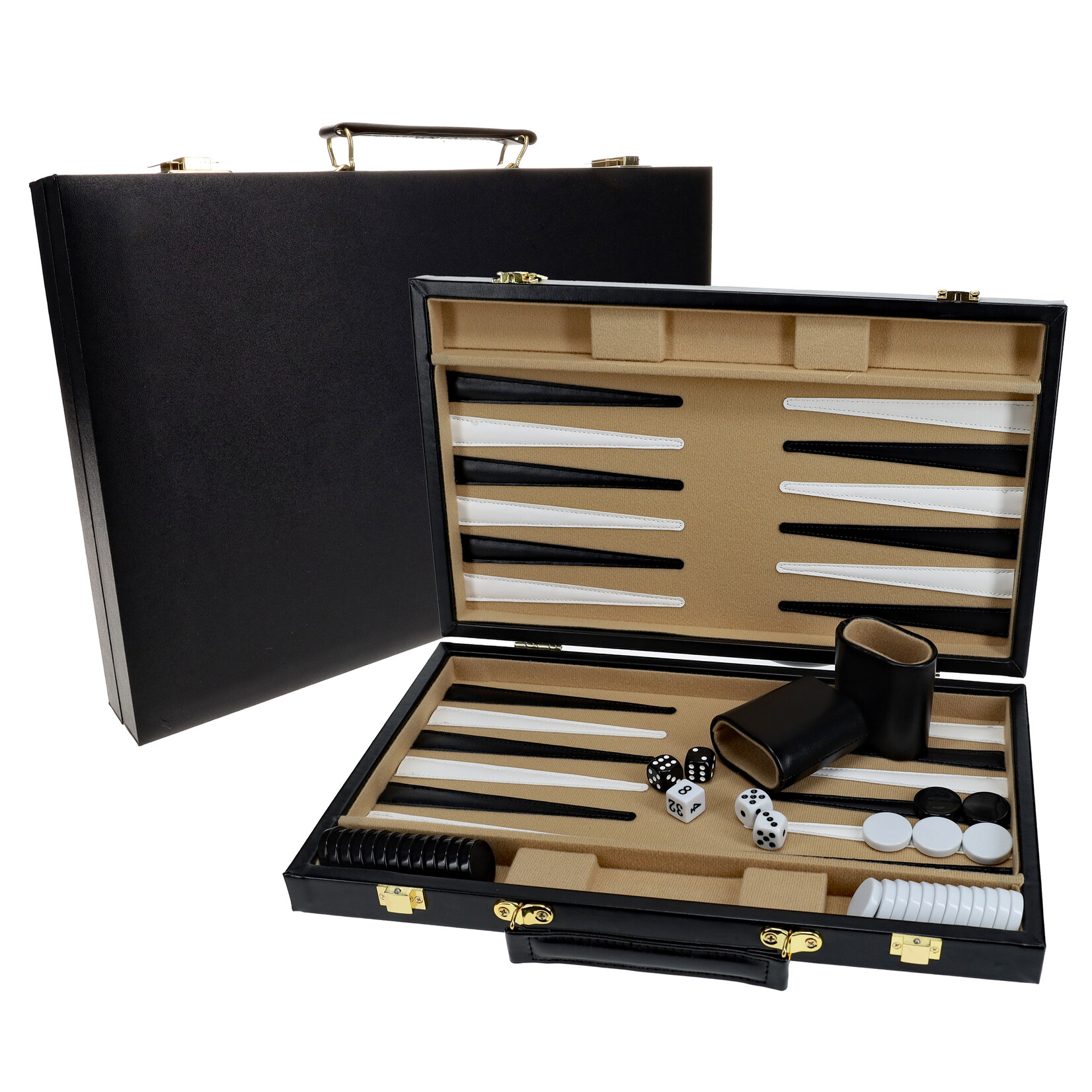 Wood Expressions BACKGAMMON: Black Case / Tan Interior (15")