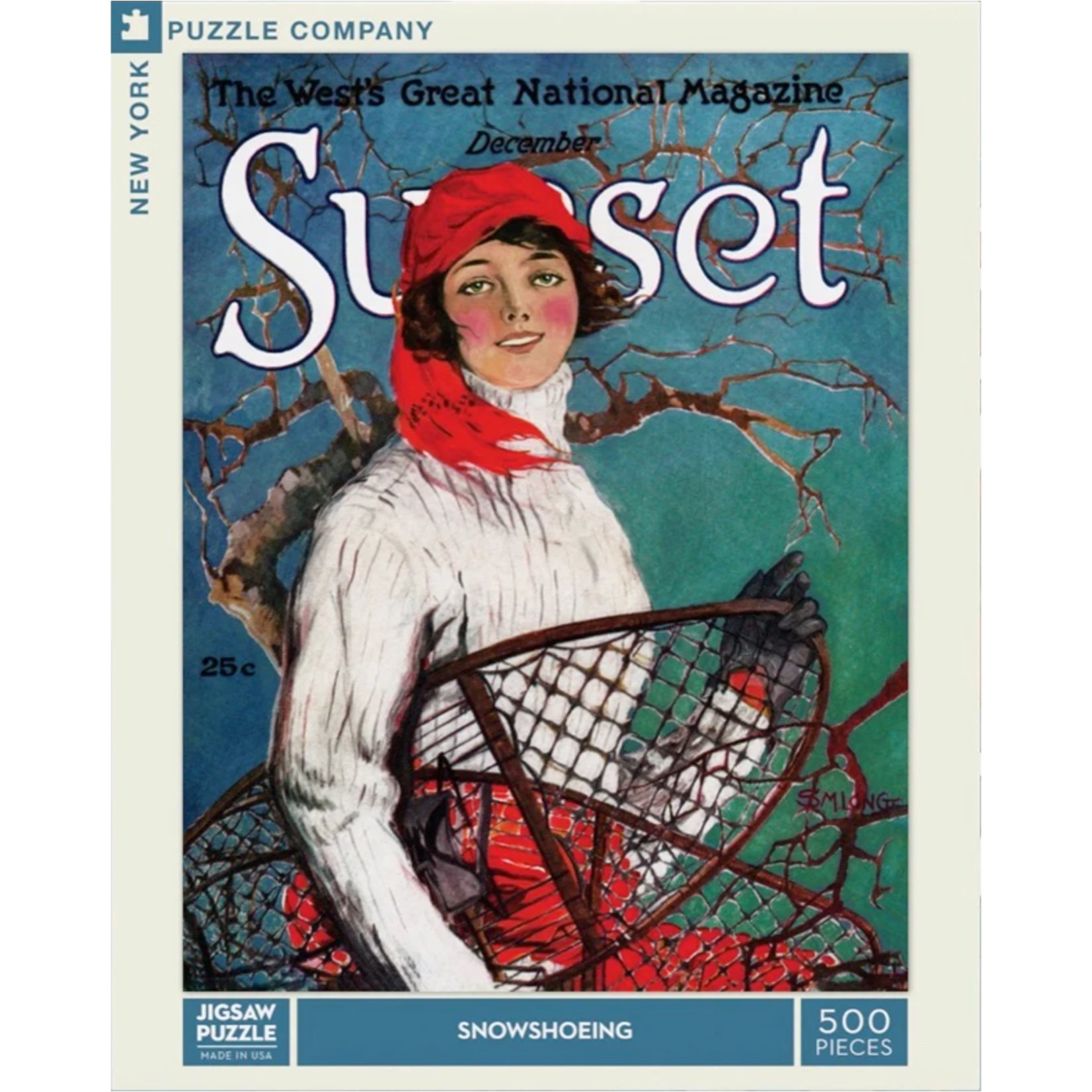 New York Puzzle Co Sunset: Snowshoeing 500pc