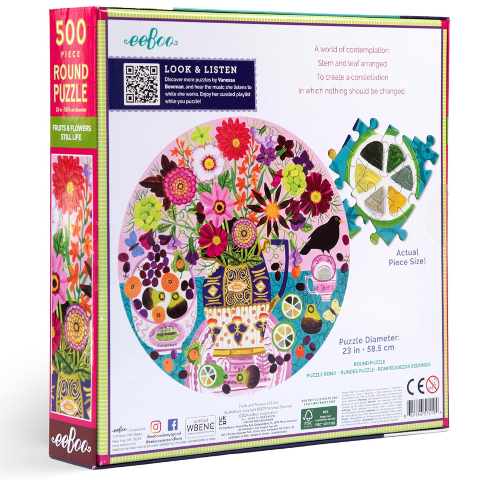 eeBoo Fruits & Flowers Round 500pc