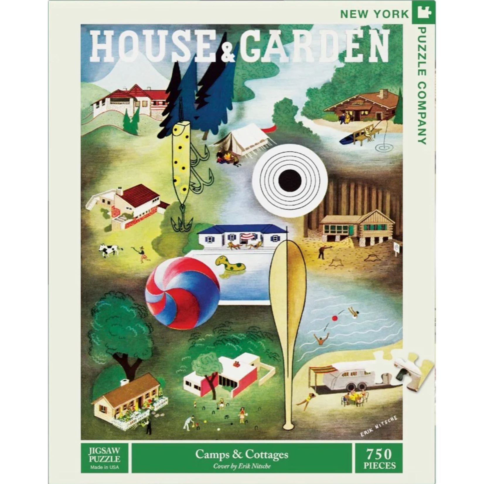 New York Puzzle Co House Garden: Camps & Cottages 750pc