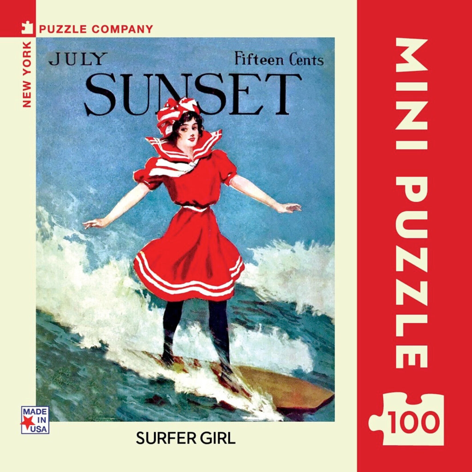 New York Puzzle Co Sunset: Surfer Girl Mini 100pc