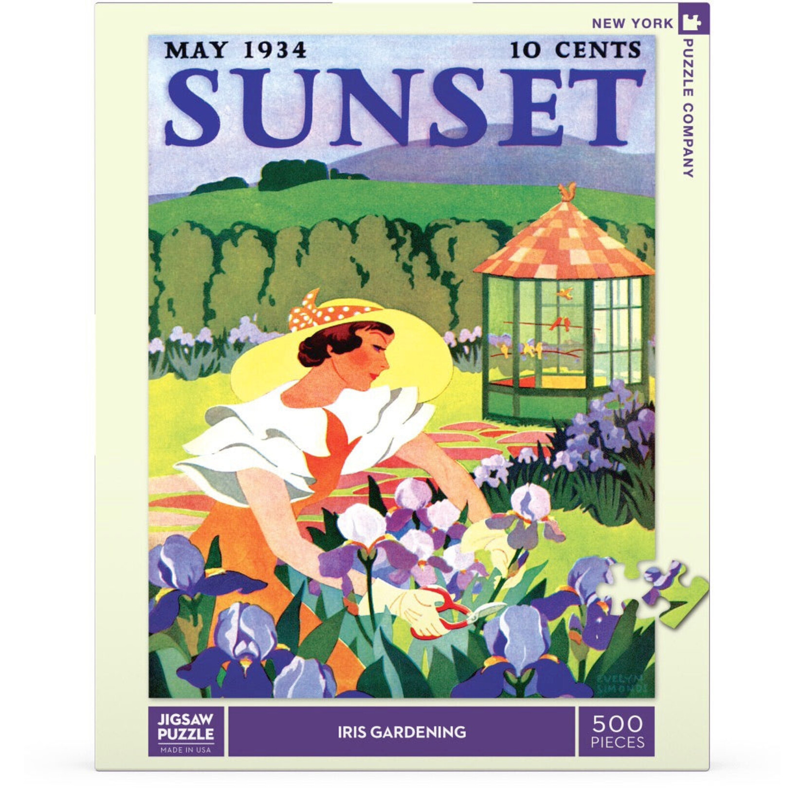 New York Puzzle Co Sunset: Iris Gardening 500pc