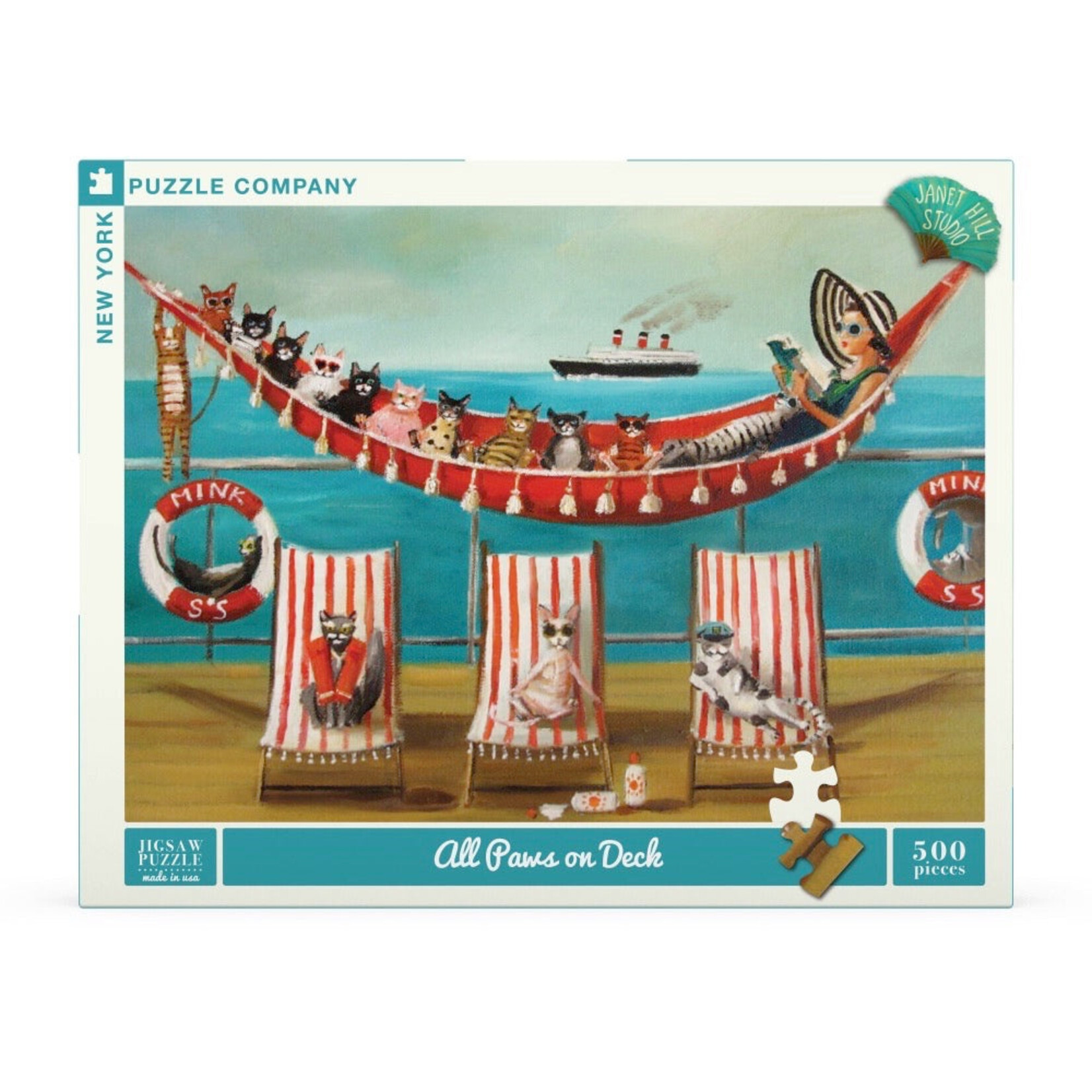 New York Puzzle Co Janet Hill: All Paws on Deck 500pc