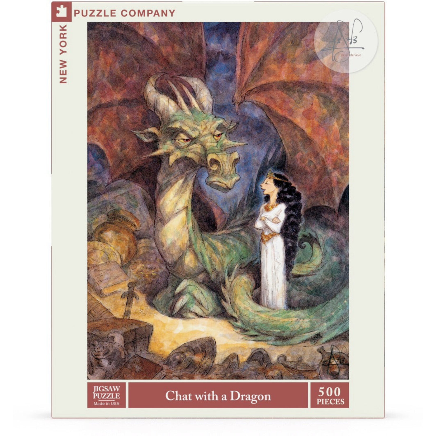 New York Puzzle Co Peter de Sève: Chat with a Dragon 500pc