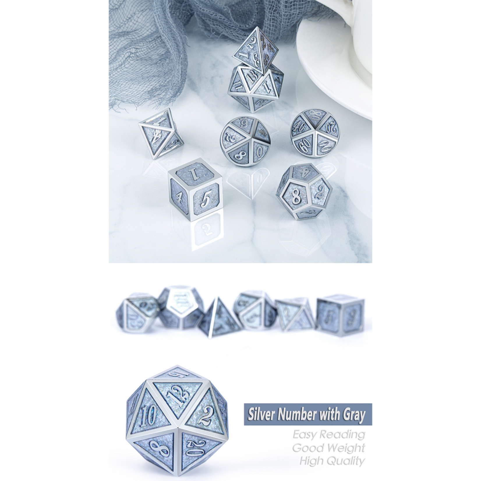 Dice Habit Dice: 7pc Metal & Enamel Ice