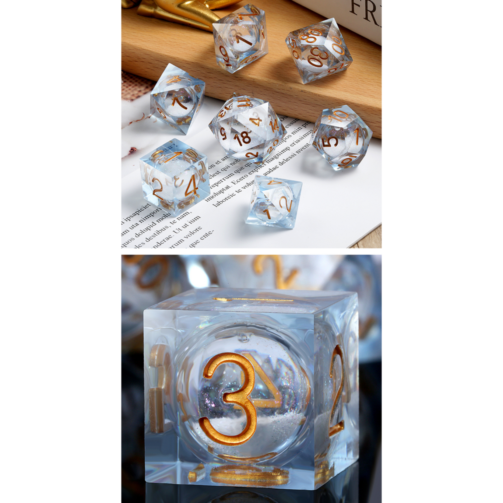 Dice Habit Dice: 7pc Sharp Edge Liquid Core Winter Wonderland - White