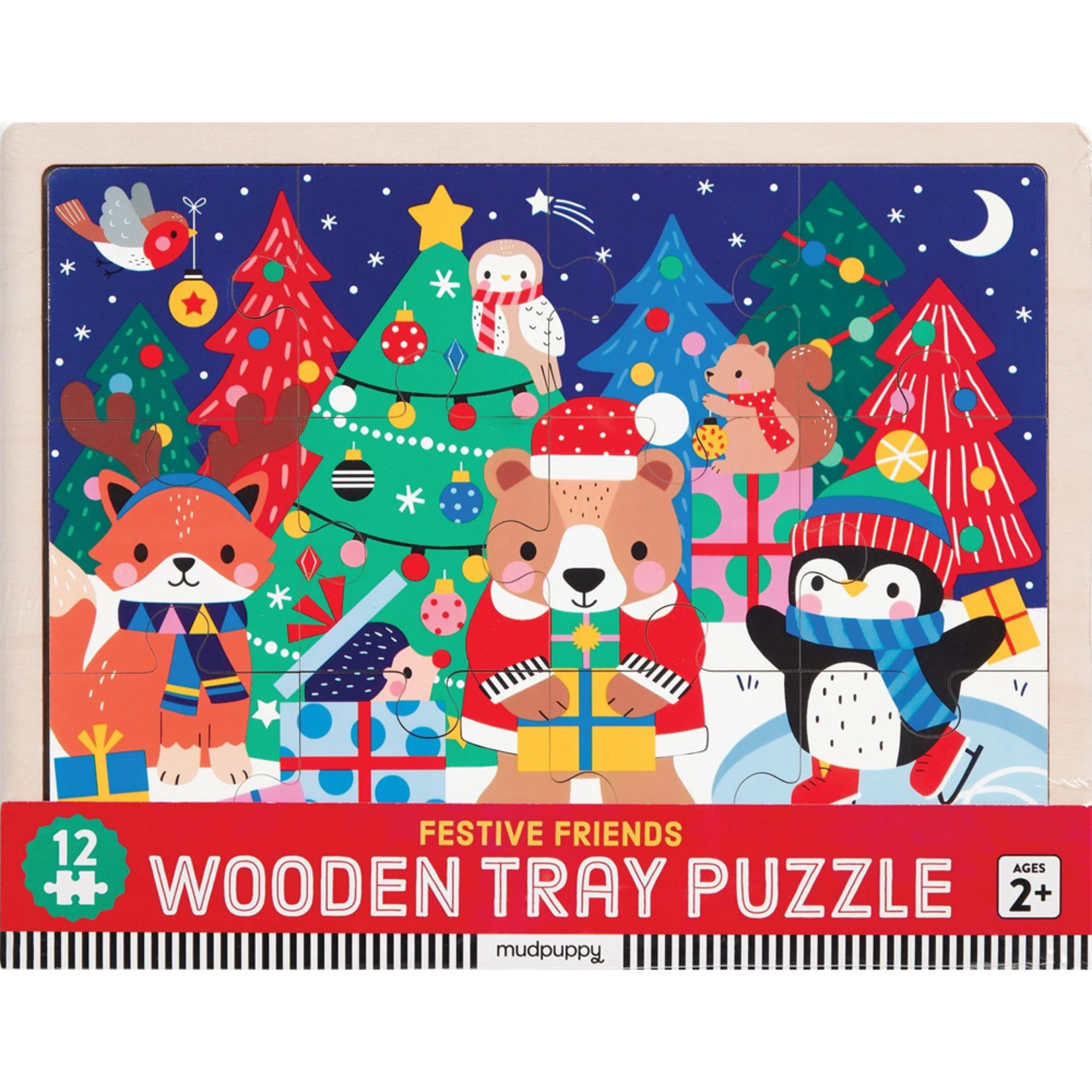 Mudpuppy Tray Puzzle: Christmas Wooden 12pc