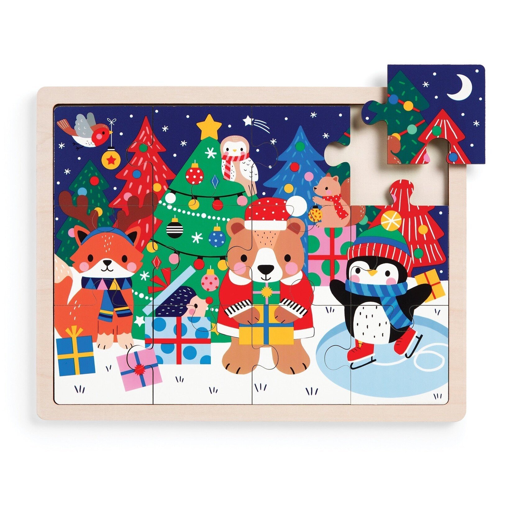 Mudpuppy Tray Puzzle: Christmas Wooden 12pc
