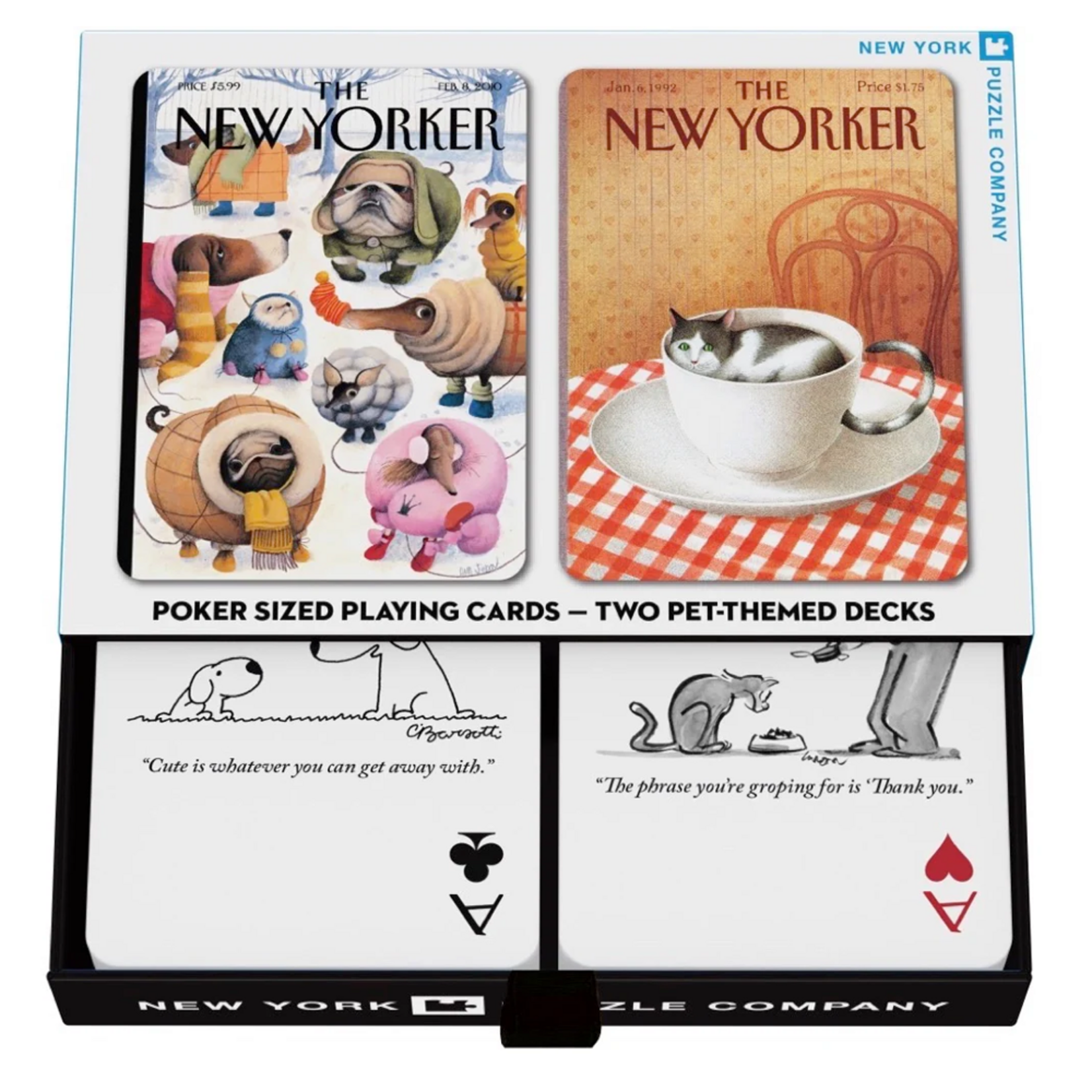 New York Puzzle Co Cards: Dog and Cat Cartoon Double Deck